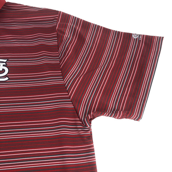 MLB St. Louis Cardinals Men's Polo Shirt Short Sleeve Medium Striped 74243 Red - Picture 9 of 16